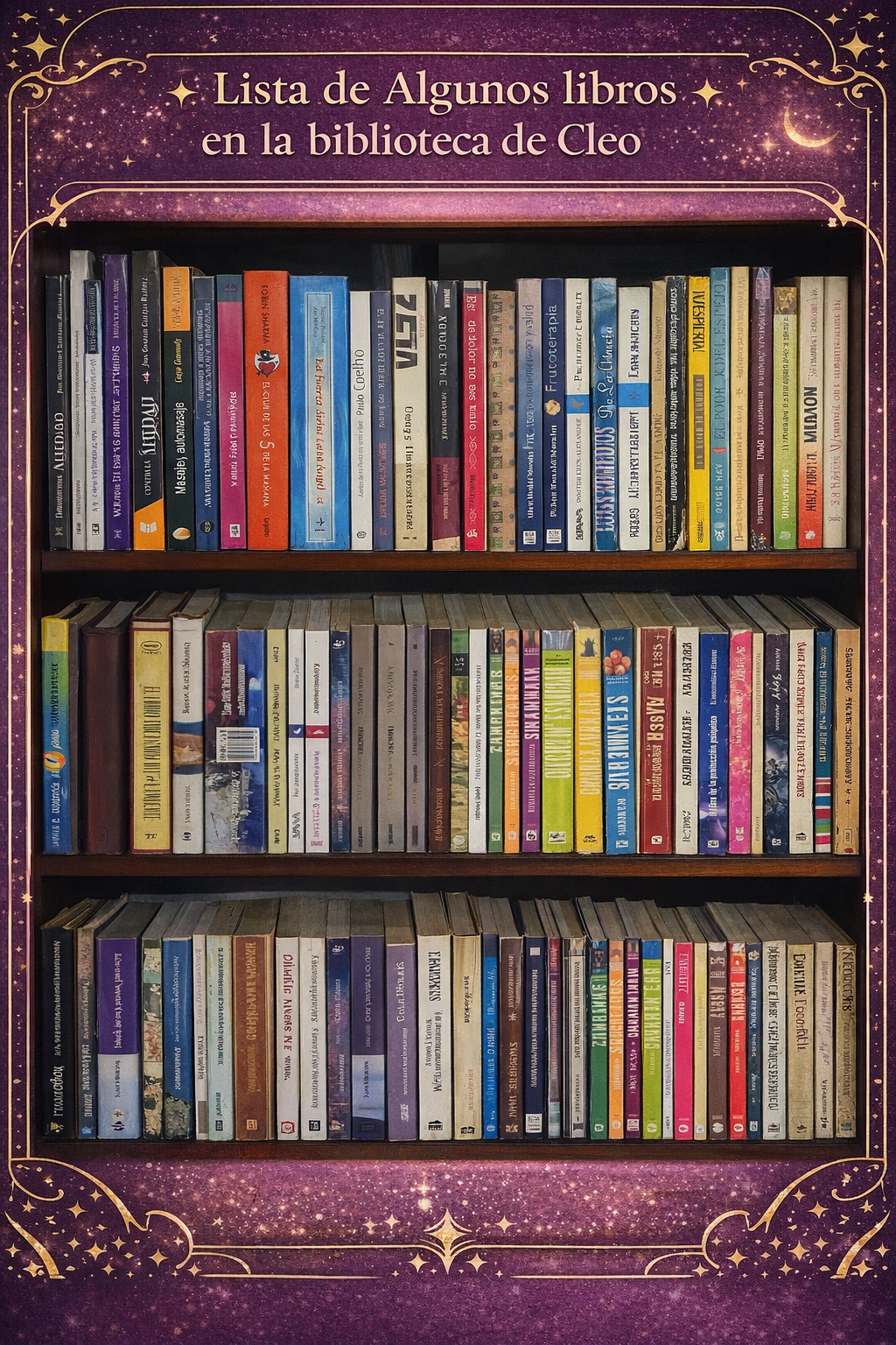 Estante de libros de la biblioteca de Cleo